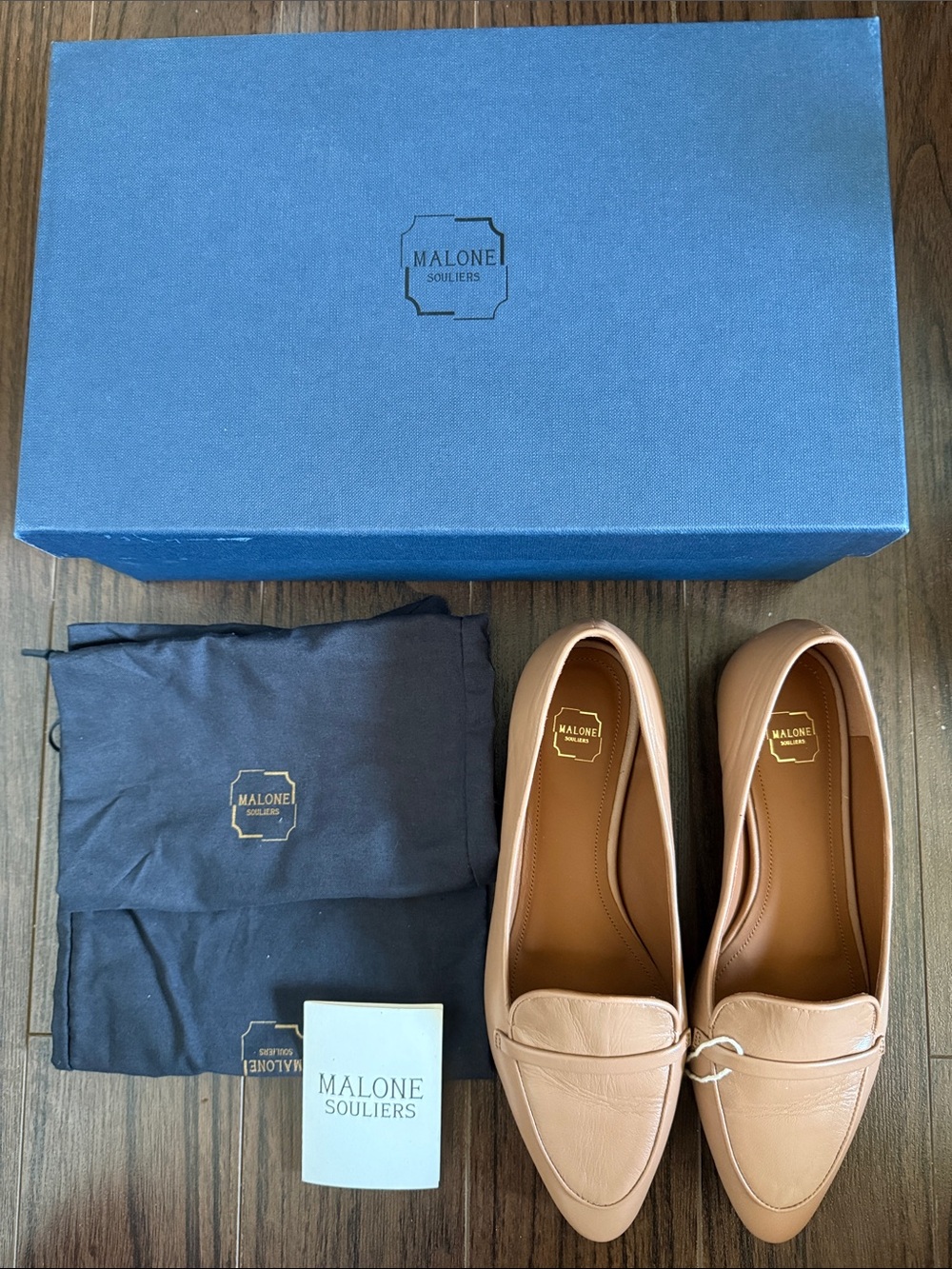 Malone Souliers Bruni Blush Nude Leather Loafers